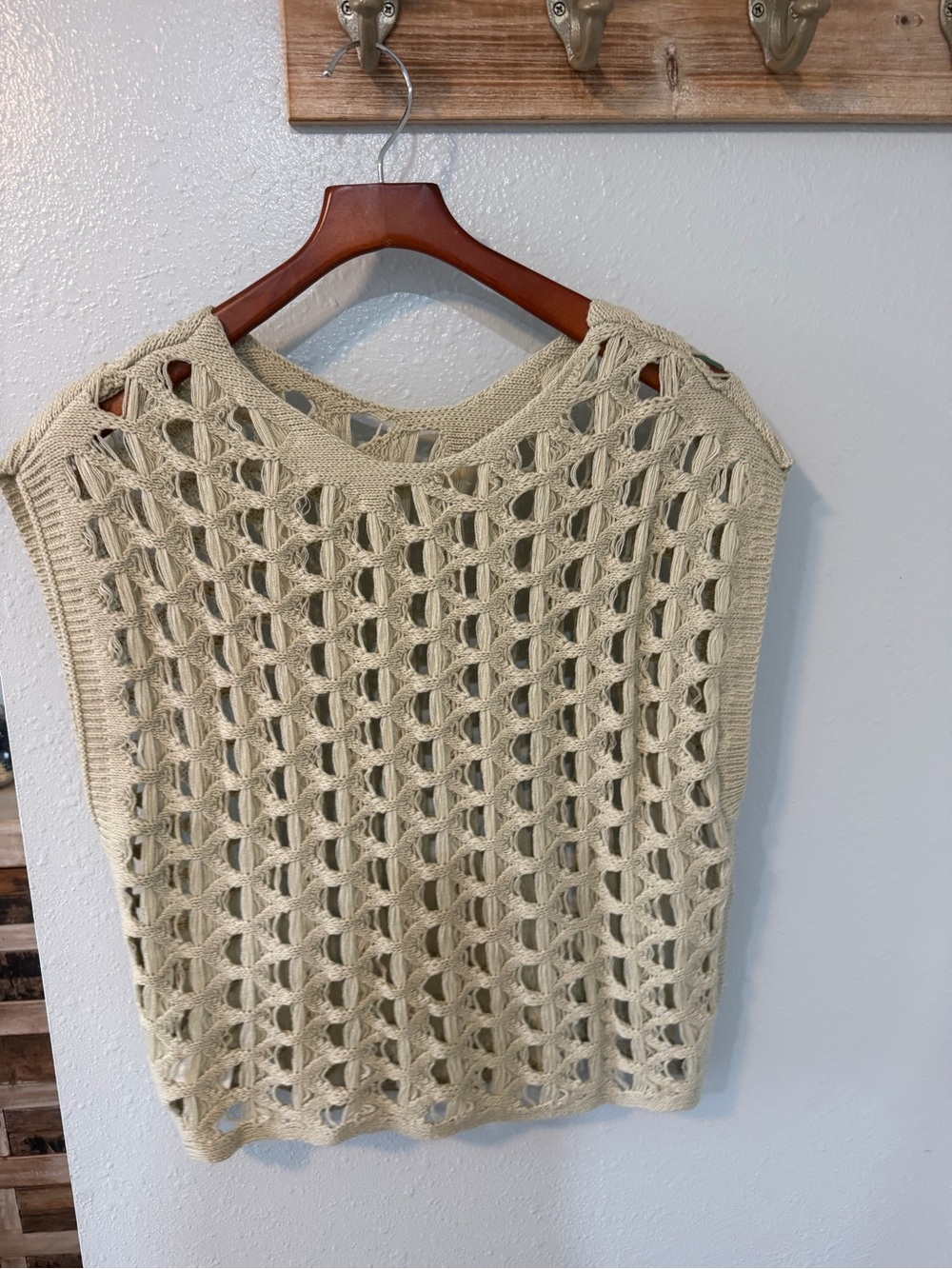 Women's Khaki Crochet Cover-Up Top